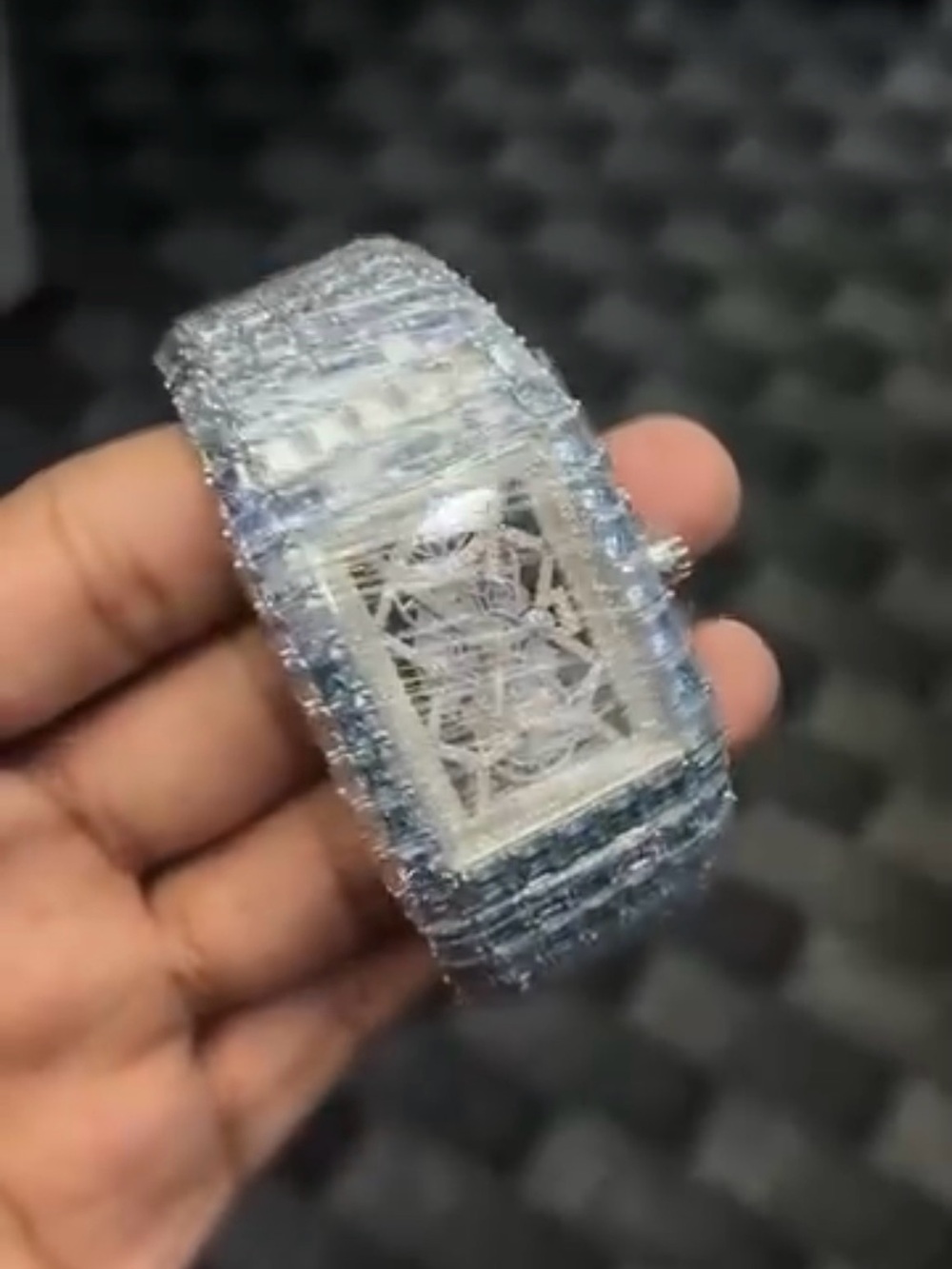 Luxury Silver-Tone Diamond Encrusted Watch